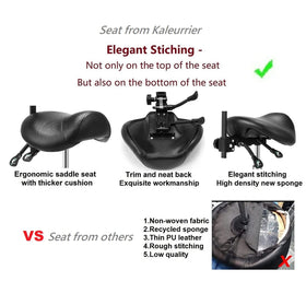 Kaleurrier Saddle Stool durable vinyl surface resists water and oil spills.