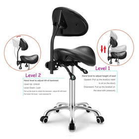 Kaleurrier Saddle Stool reinforced wheels enable easy mobility.