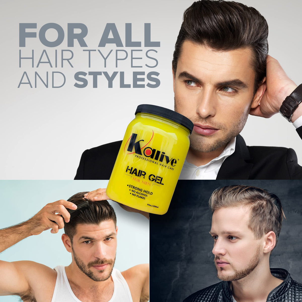 KALIVE 2 STYLE gel alcohol-free formula for comfortable styling