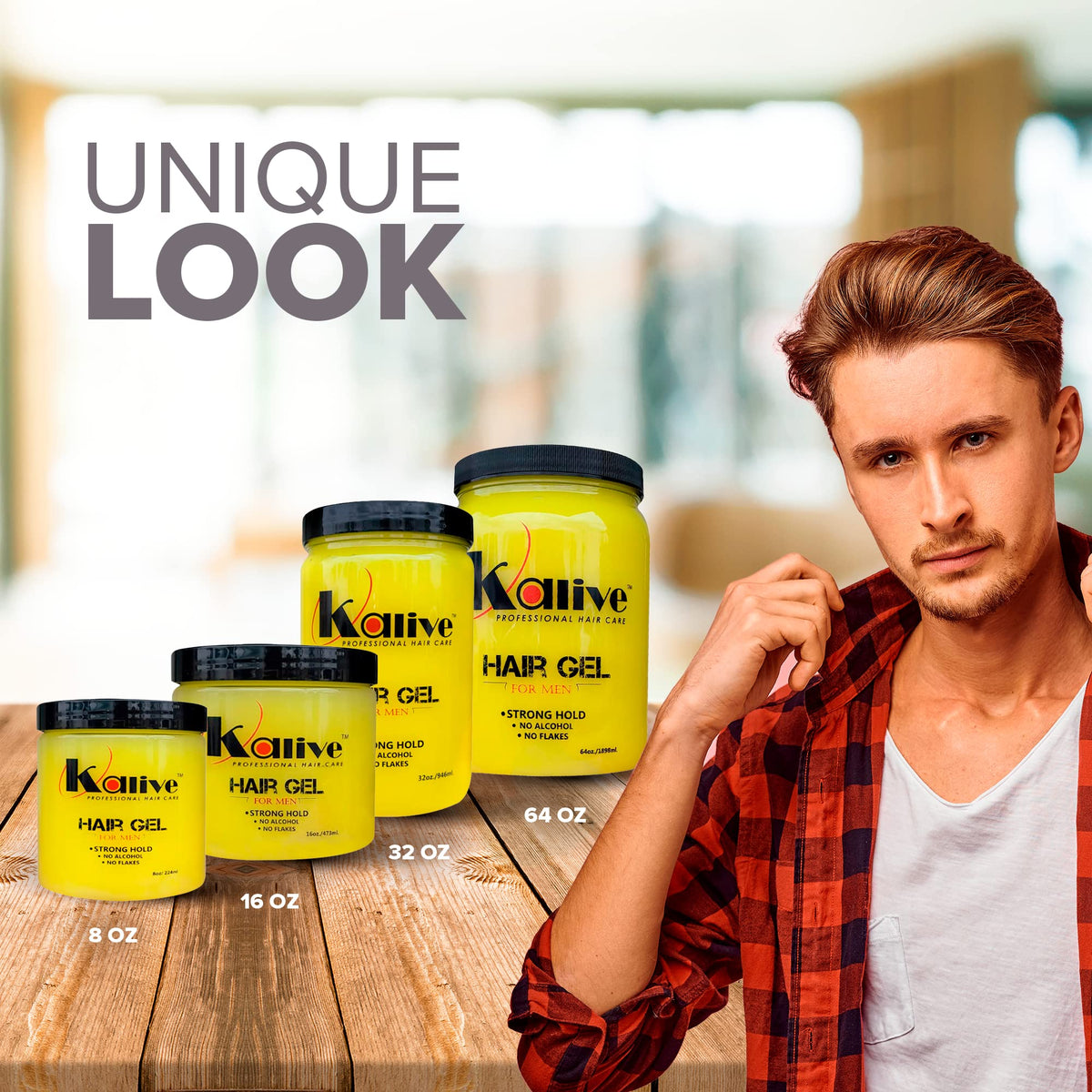 KALIVE 2 STYLE gel works on all hair types for versatile styling