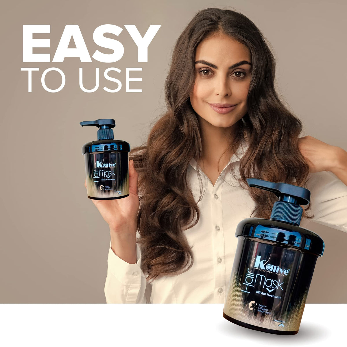 KALIVE 2 STYLE hair mask wheat germ detail emphasizes natural nourishment.