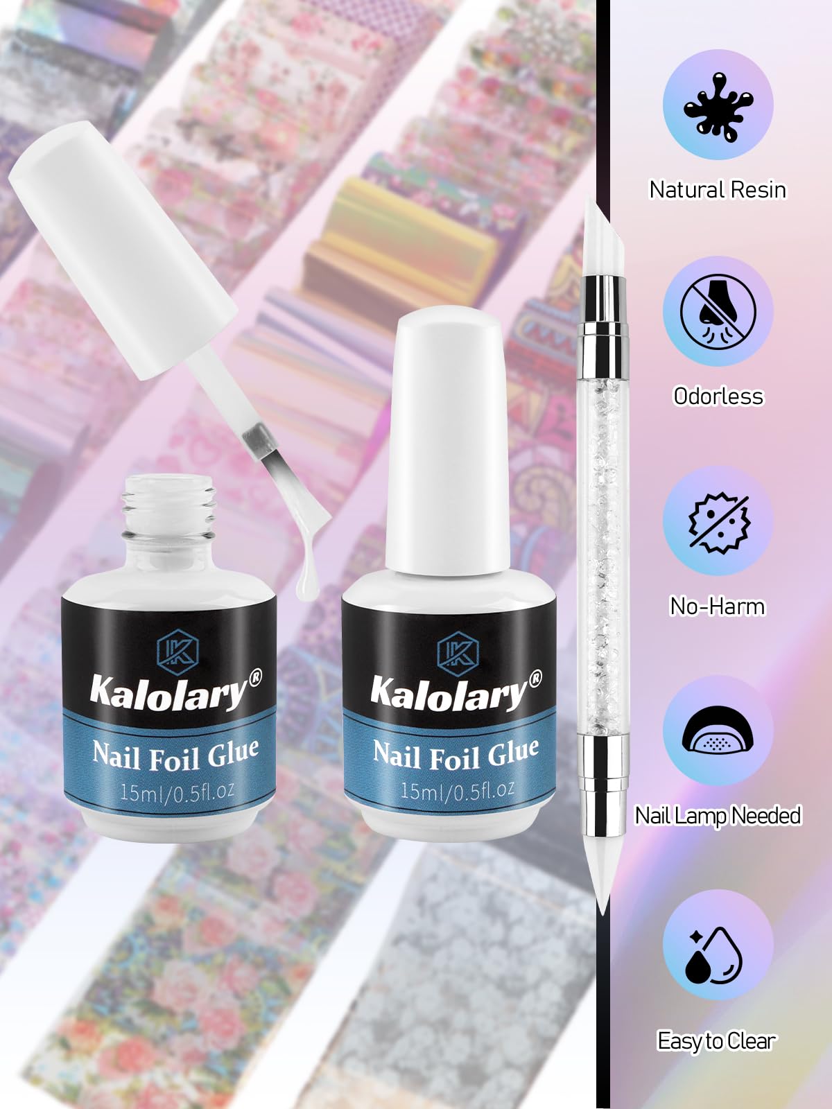 Kalolary foil designs mix for versatile, personalized nail looks.