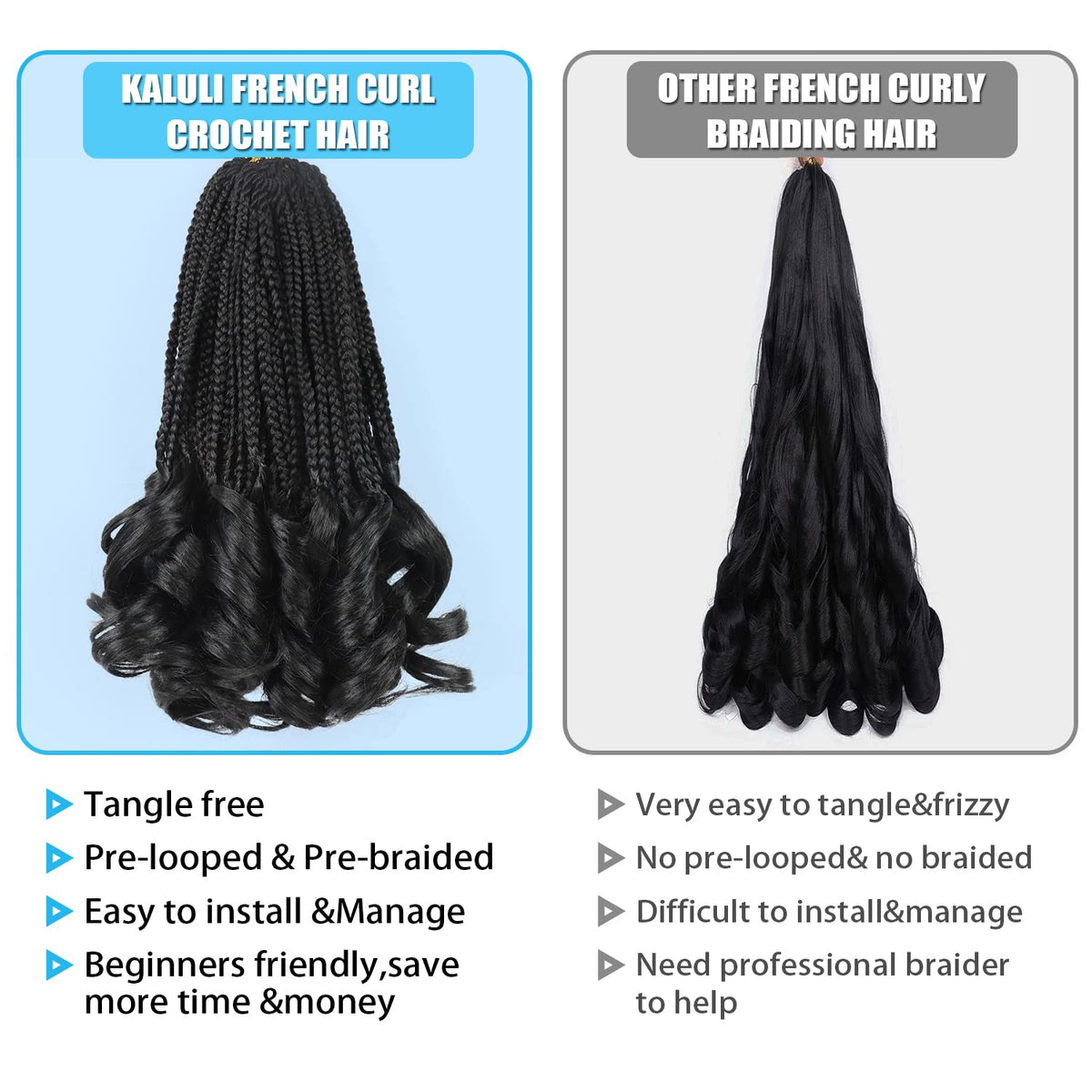 Kaluli Curly Crochet Hair beginner-friendly install saves time and effort
