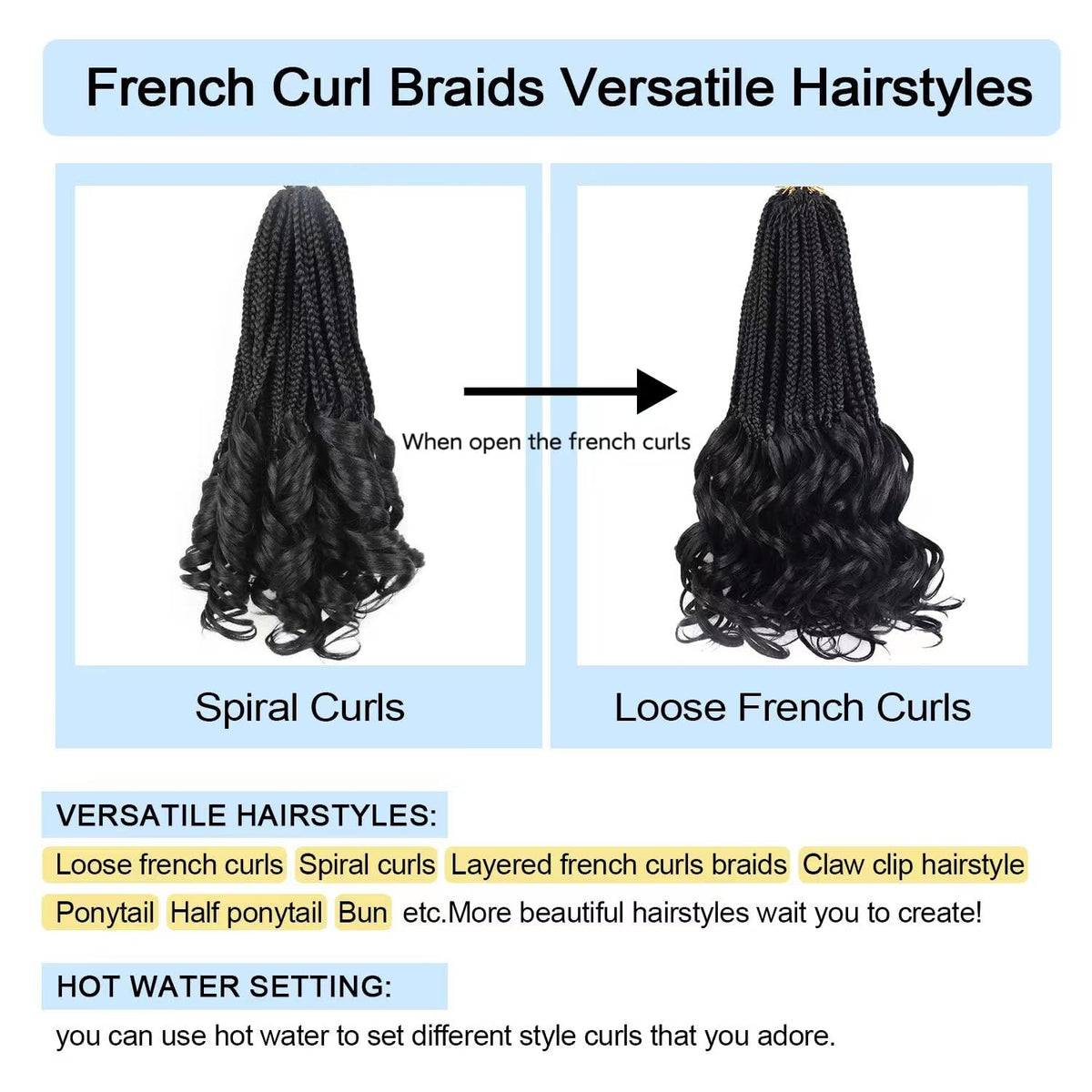 Kaluli Curly Crochet Hair seven-pack set offering multiple styling options.