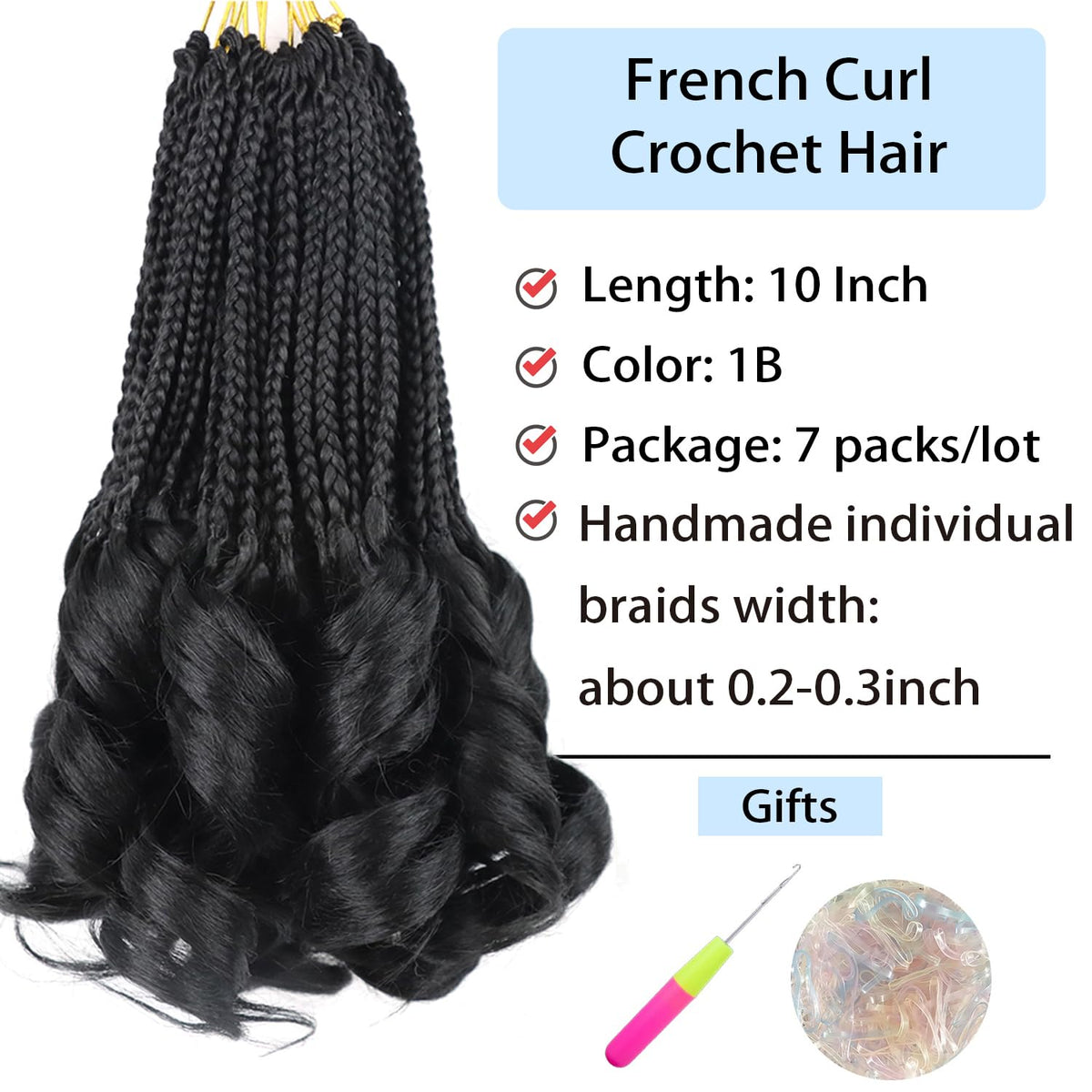 Kaluli pre-looped French curl crochet hair ready to install.