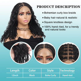 Kalyss knotless braided wig closeup highlights comfortable wear and natural volume.