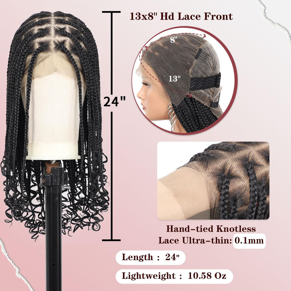 Kalyss knotless braided wig with curly ends for easy styling
