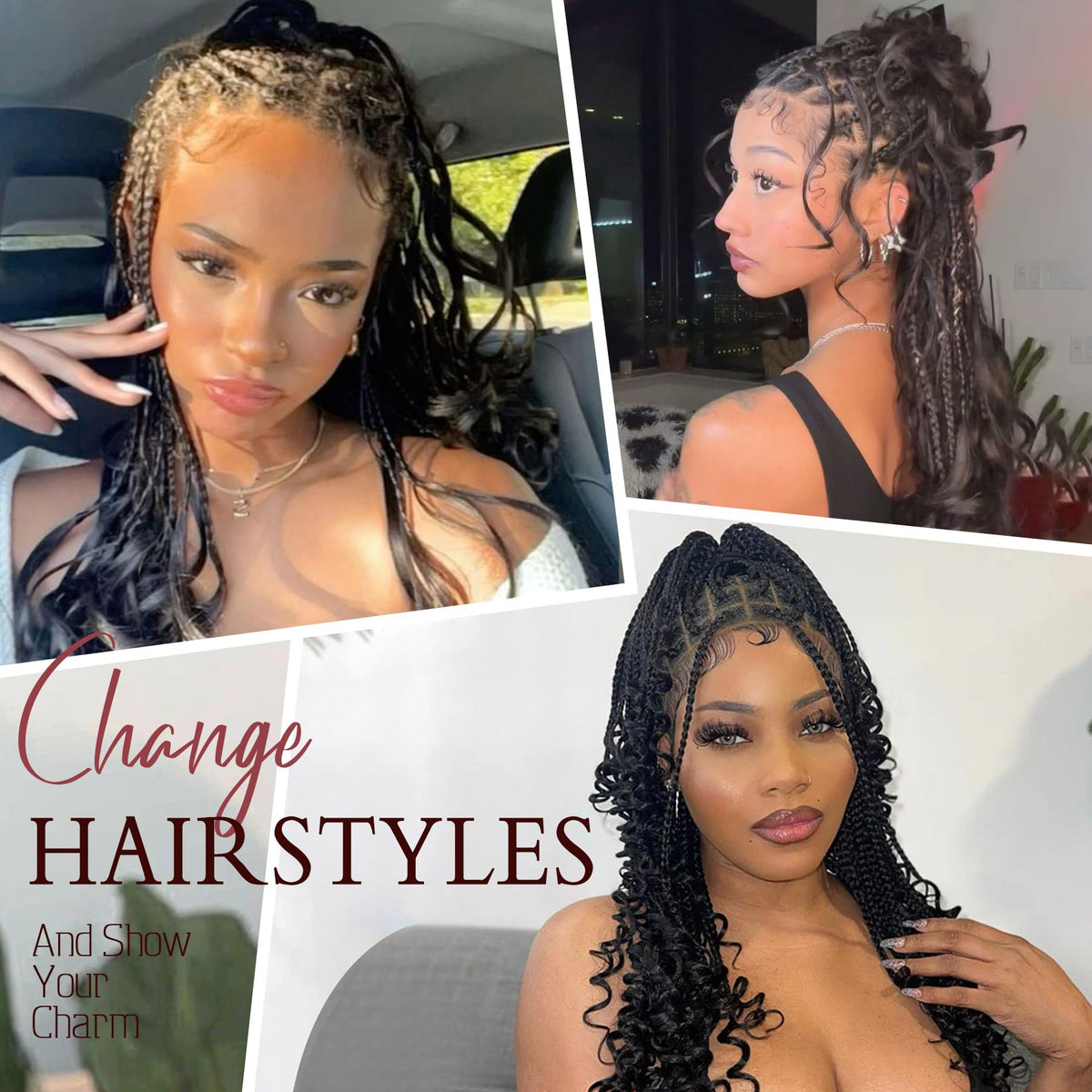 Kalyss wig with three combs and straps for stable placement