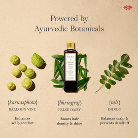 Kama Ayurveda Bringadi Tailam oil for hair application showing nourishing properties.