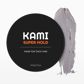 Kami Hair Clay for Men jar demonstrates a strong hold for all-day control.
