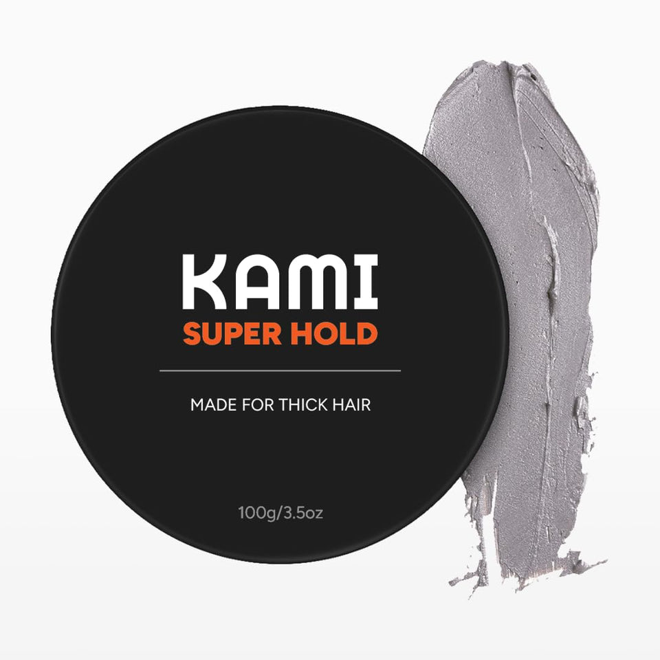 Kami Hair Clay for Men jar demonstrates a strong hold for all-day control.