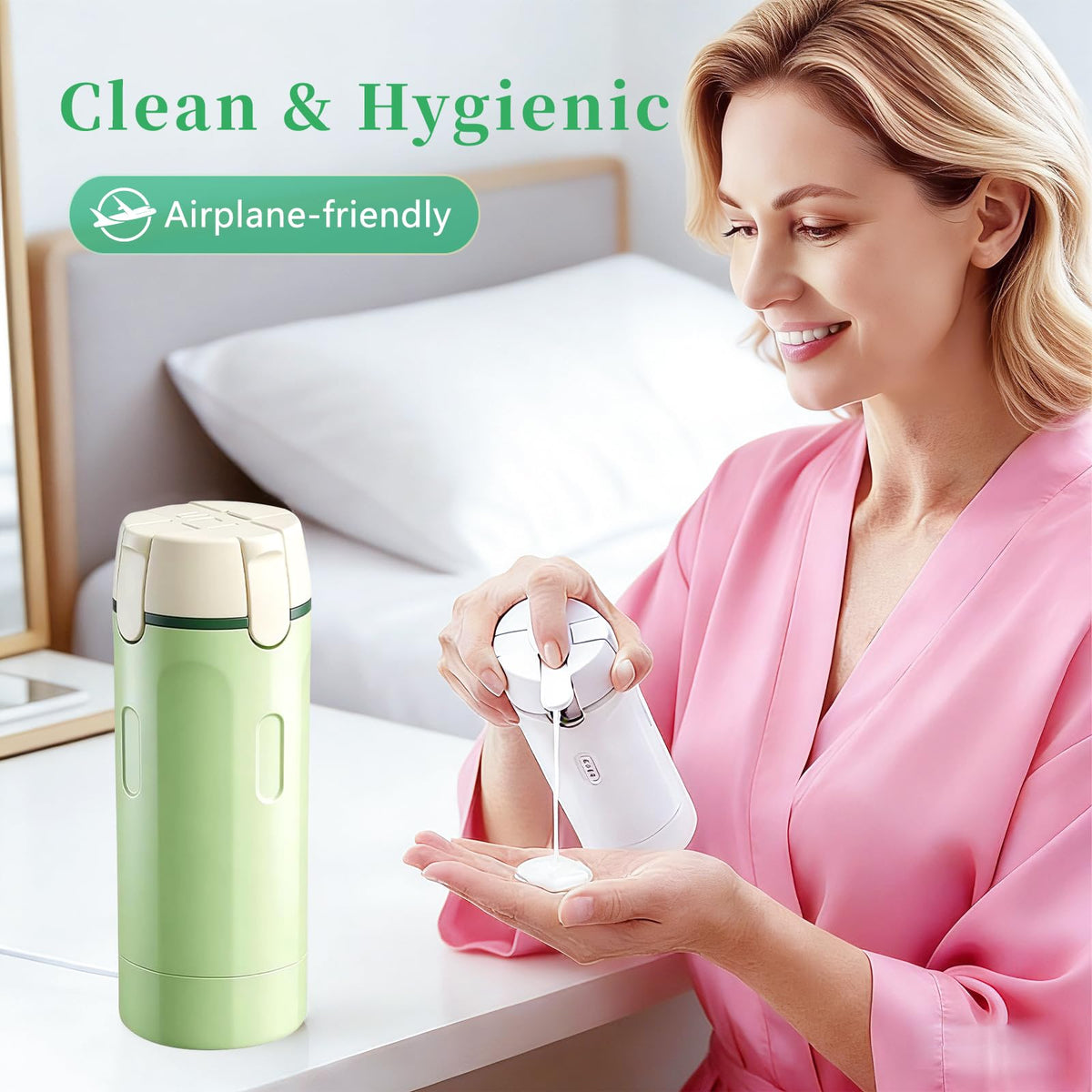 Kaminii green travel bottle set ideal for travel, camping, and gym.