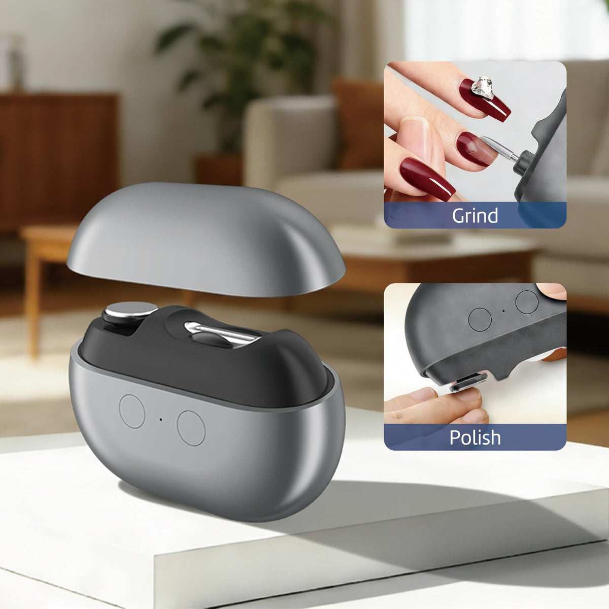KANBHE built-in nail storage box catches fragments for easy cleanup.