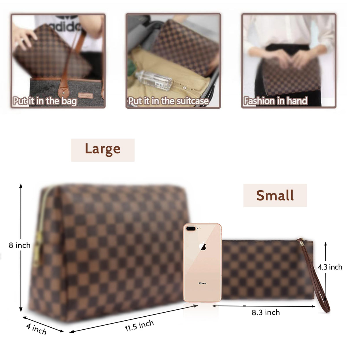 Kancehinage small zipper pouch for daily essentials like lipstick and cards.