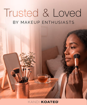 Kandi Koated cruelty-free synthetic bristles for smooth makeup application.