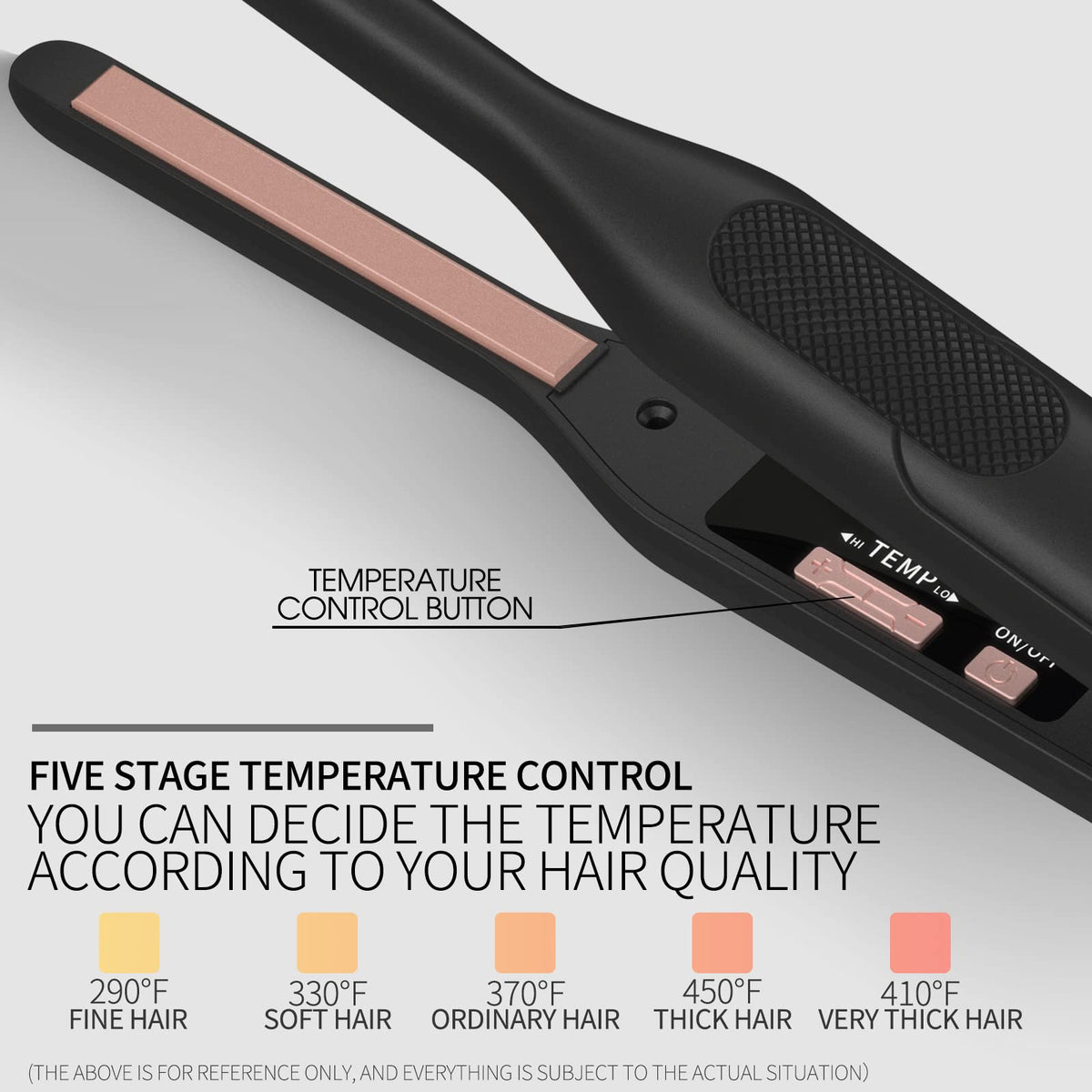 K&K Mini Flat Iron LED temperature display for precise control and consistent results.