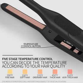 K&K Mini Flat Iron LED temperature display for precise control and consistent results.