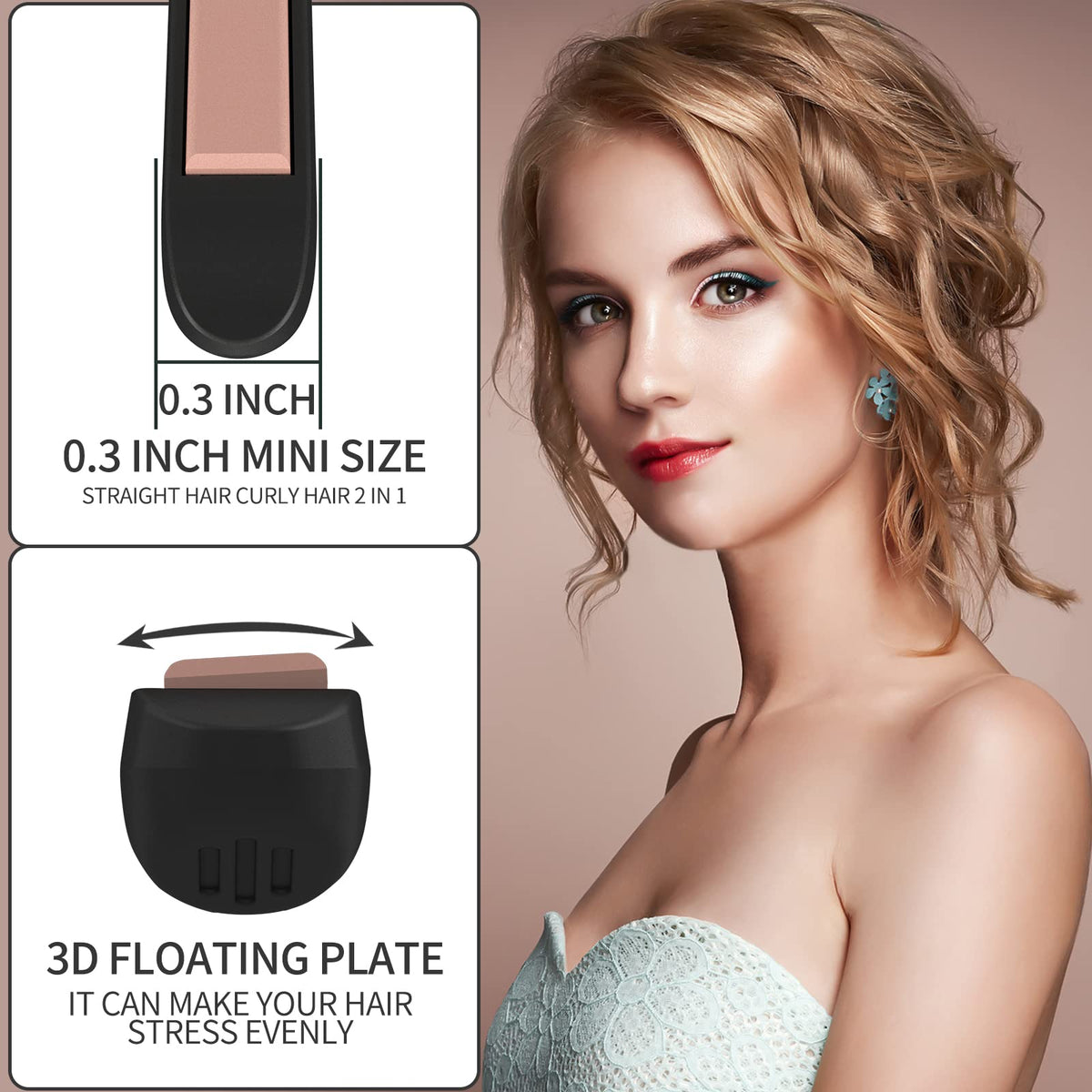 K&K Mini Flat Iron dual voltage design for international travel.