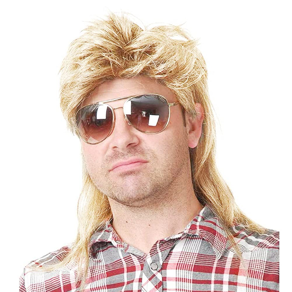 Kaneles Mullet Wig front view in light blonde, ideal for 80s cosplay.