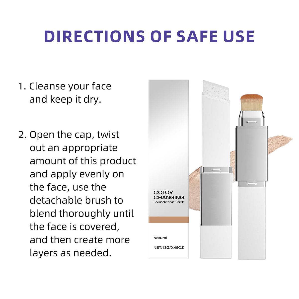 KANGBOMEI dual-ended formula blends foundation with brush for easy application.