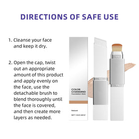 KANGBOMEI dual-ended formula blends foundation with brush for easy application.