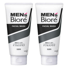 Kao Biore Mens Double Scrub Wash two-pack front view for daily cleansing