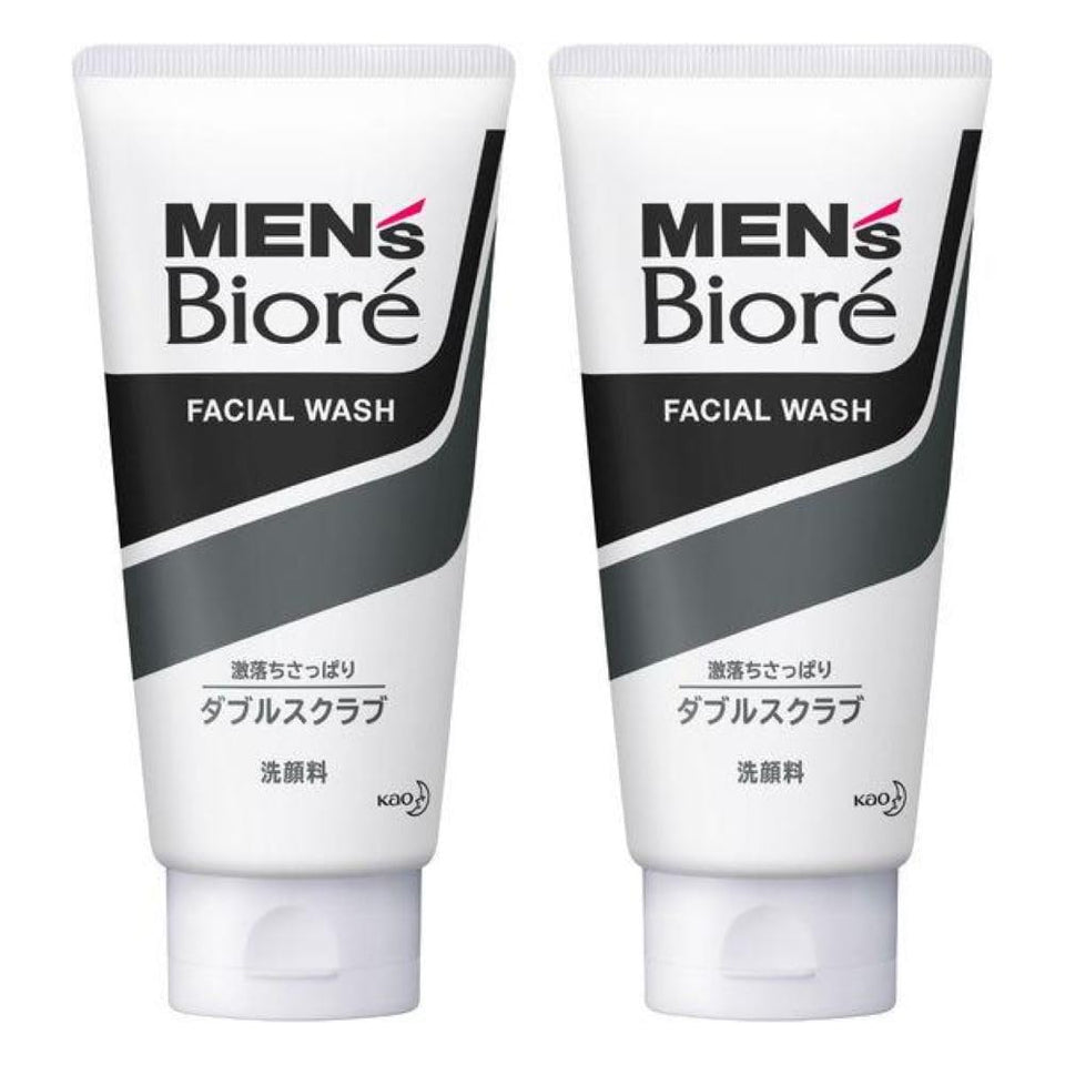 Kao Biore Mens Double Scrub Wash two-pack front view for daily cleansing