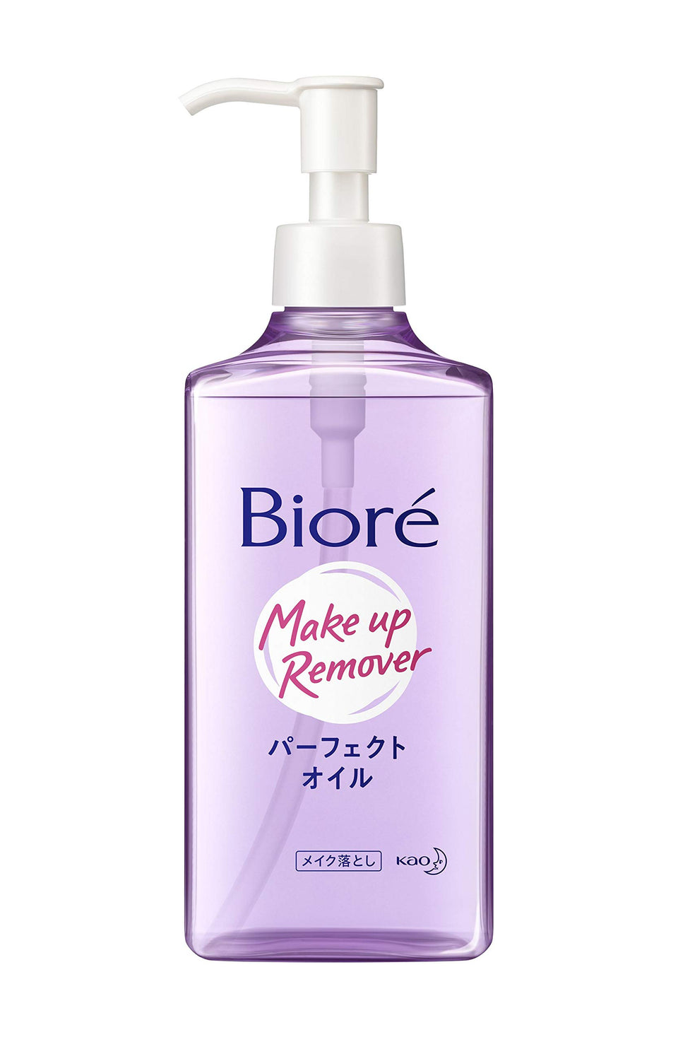 KAO Biore Perfect Oil bottle shows gentle makeup removal for sensitive skin.