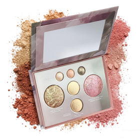 Kapeine all-in-one baked palette open, compact for travel-ready makeup.