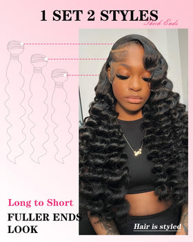 Kapelli Hair loose wave bundles with closure for sew-ins and ponytails