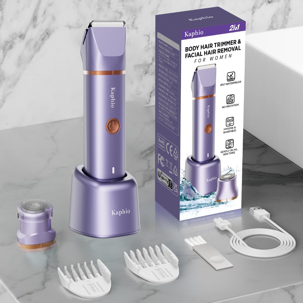 KAPHIO bikini-trimmer rotary-head close-up for a smooth finish.