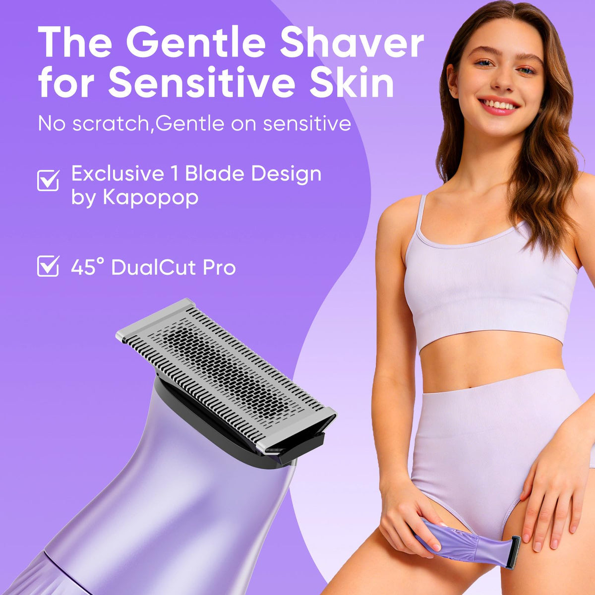 Kapopop 2-in-1 grooming heads enable efficient legs and bikini shaving