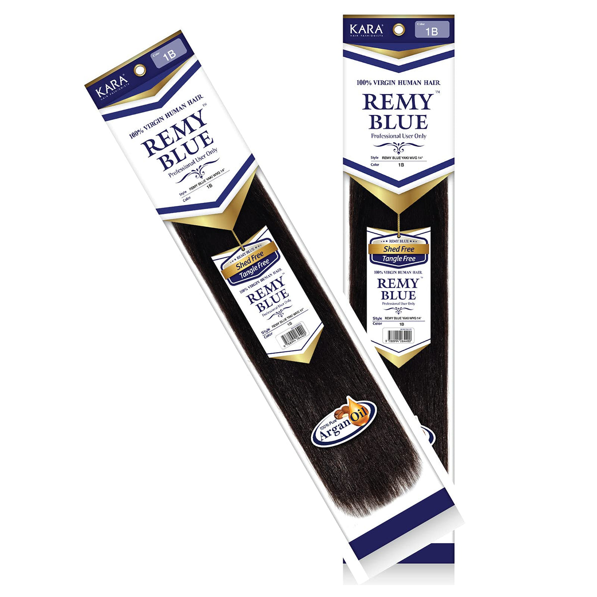 KARA HAIR FASHIONISTA Remy Yaky Blue 12inch packaging showing two-pack convenience for storage.