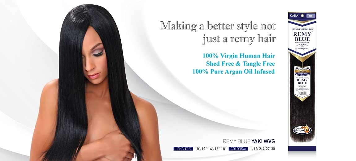 KARA Hair Fashionista Remy Yaky-Blue 16in back view shows seamless layering and movement.