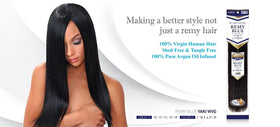 KARA Hair Fashionista Remy Yaky-Blue 16in back view shows seamless layering and movement.