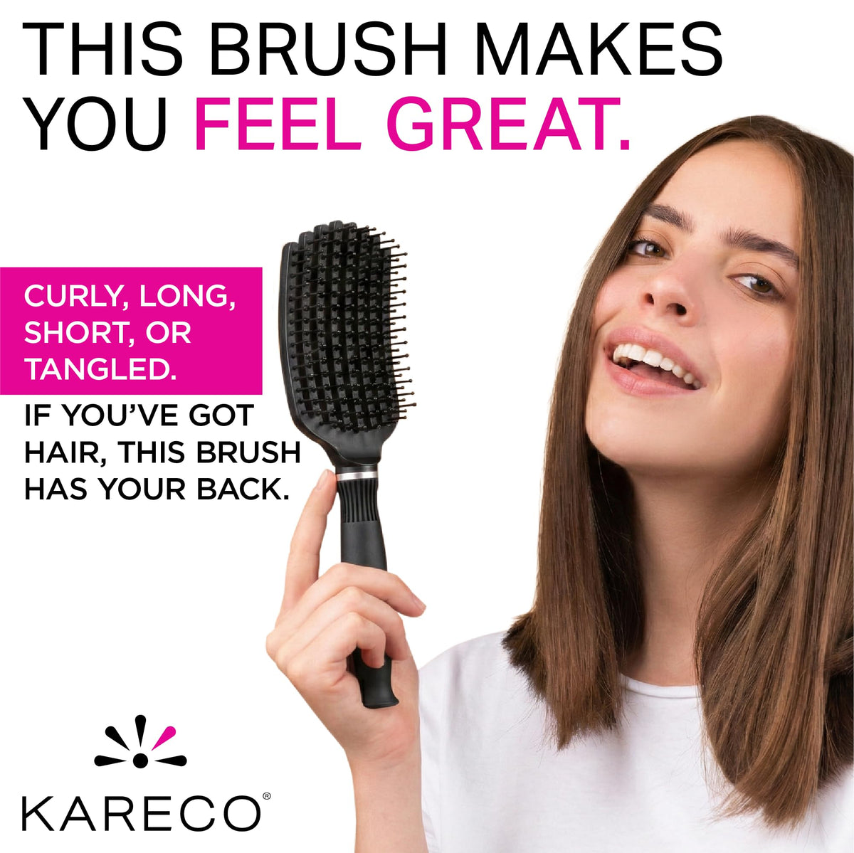 KareCo Premium Tangle Buster Brush wet hair use demonstrates versatile detangling performance