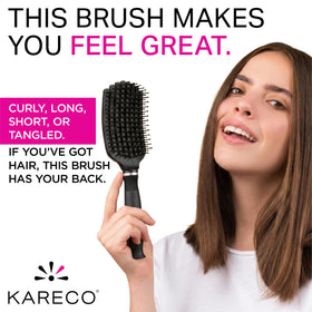 KareCo Premium Tangle Buster Brush wet hair use demonstrates versatile detangling performance