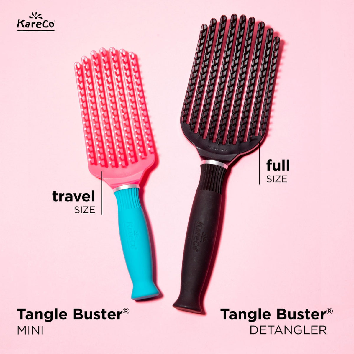 KareCo 3-pack detangling brushes in packaging showcasing the bundle
