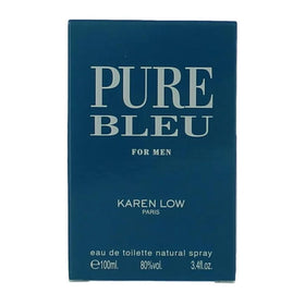 Outer packaging of Karen Low Pure Blue eau de toilette, ready for gifting.