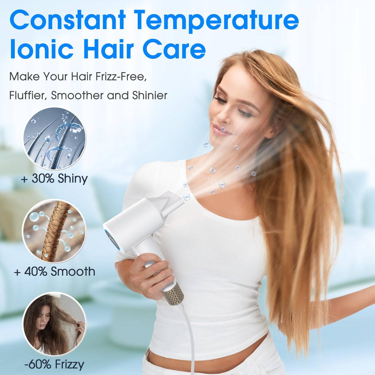 KARFUN hair dryer ionic balance promoting reduced static and shine.