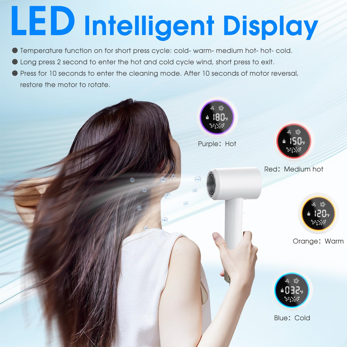 KARFUN Plasma Tech hair dryer back view with sleek travel-ready profile.
