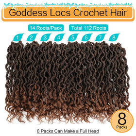 Karida Goddess Locs 12-inch crochet hair style display with full lightweight look.