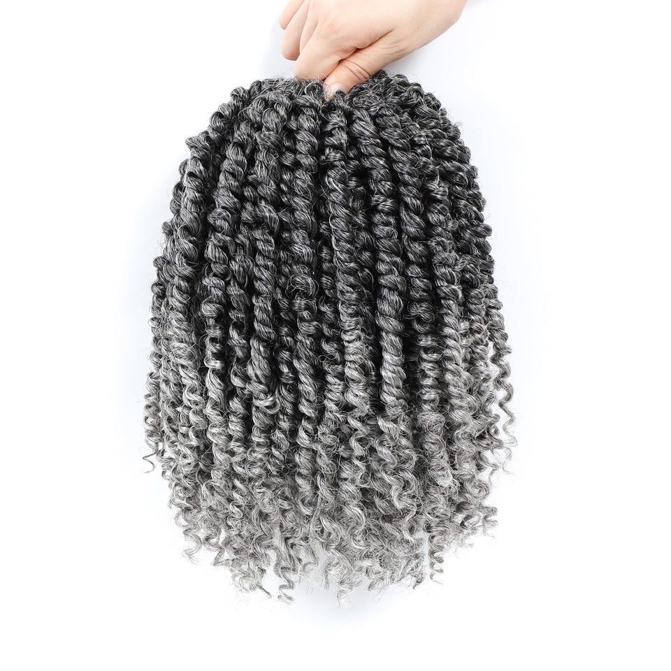 Karida Passion Twist 10 inch gray hair, pre-twisted fibers for fast, stylish install