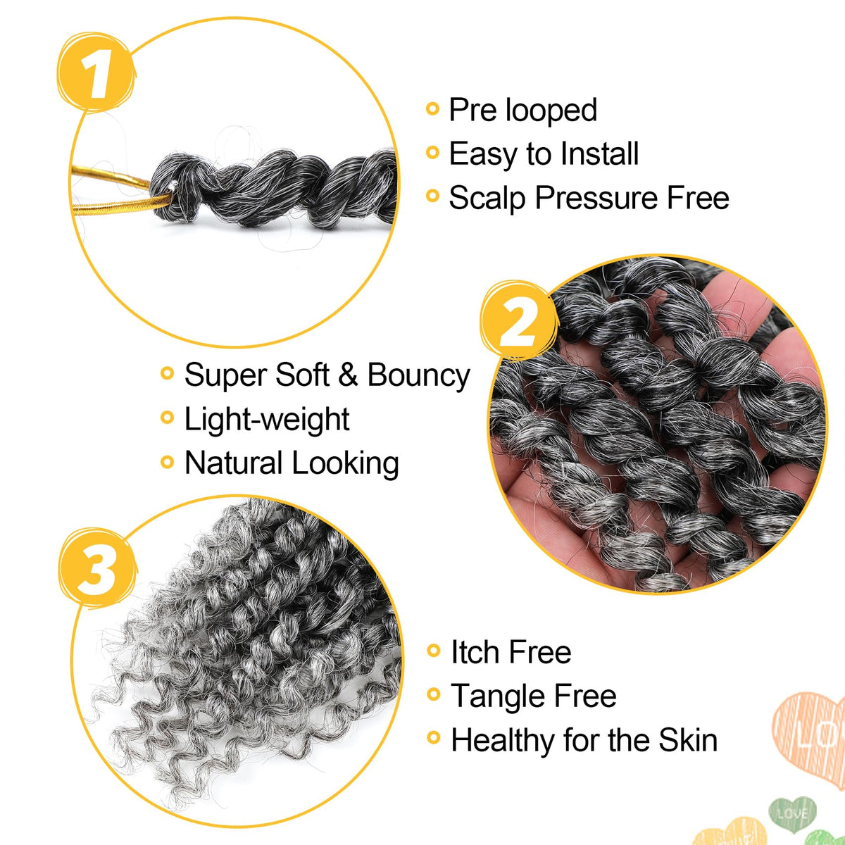 Karida Passion Twist 10in gray pack with 8 packs, ready to style