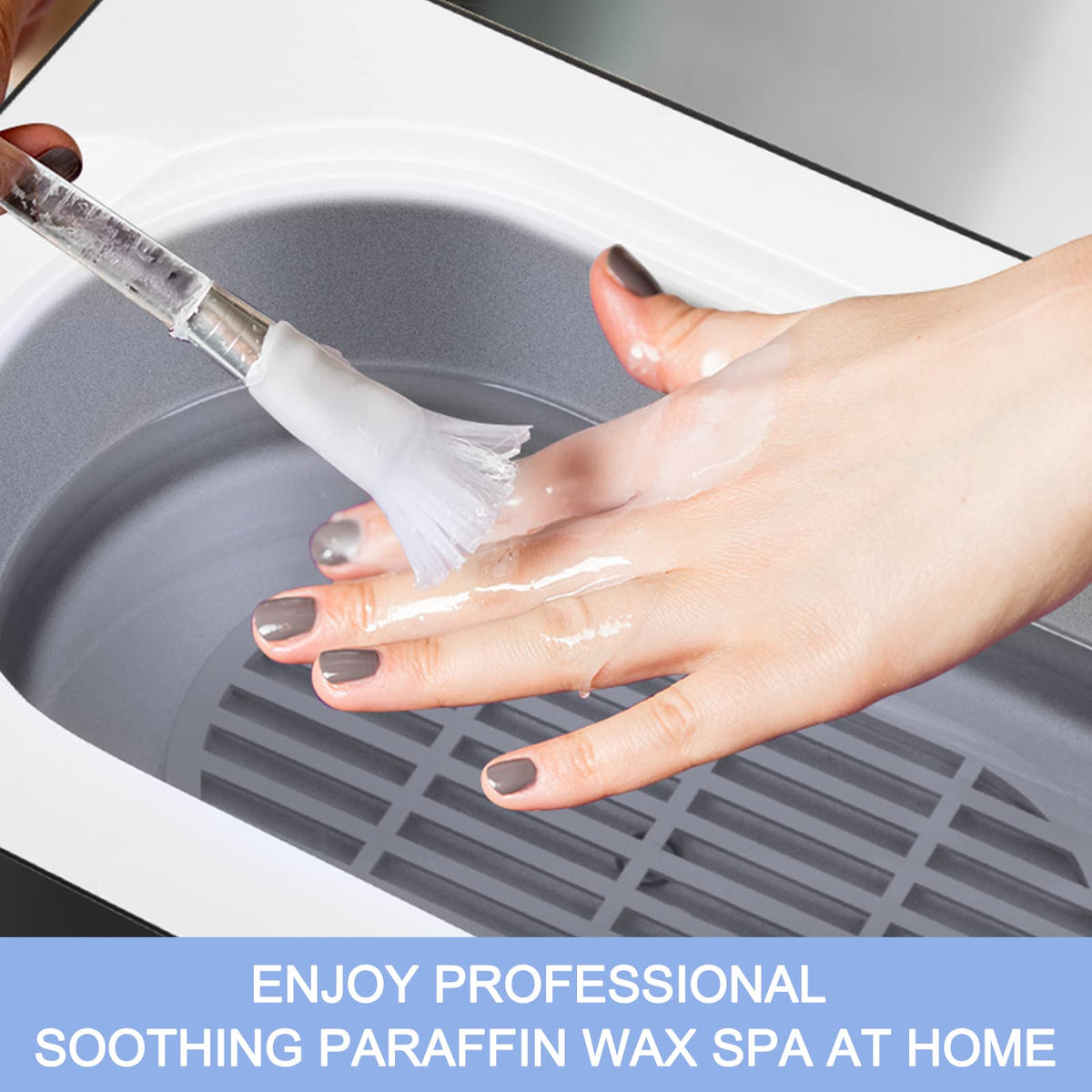 Hydration-friendly hands-and-feet care with Karite wax in spa-style setting.