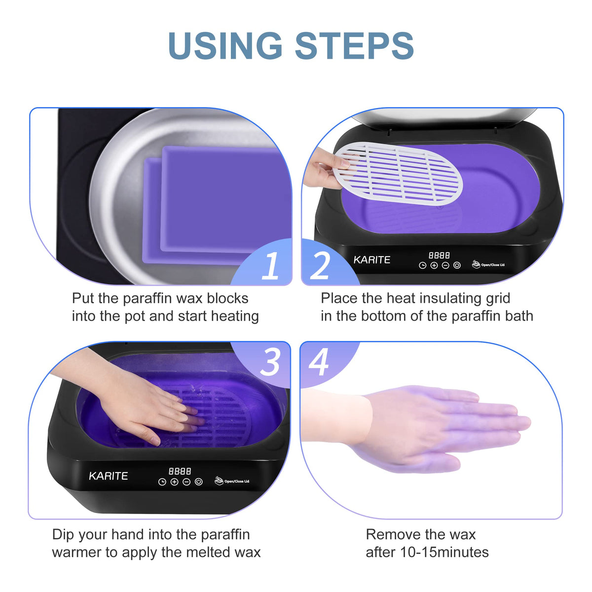Karite wax warmer with precision temperature control for safe warming.