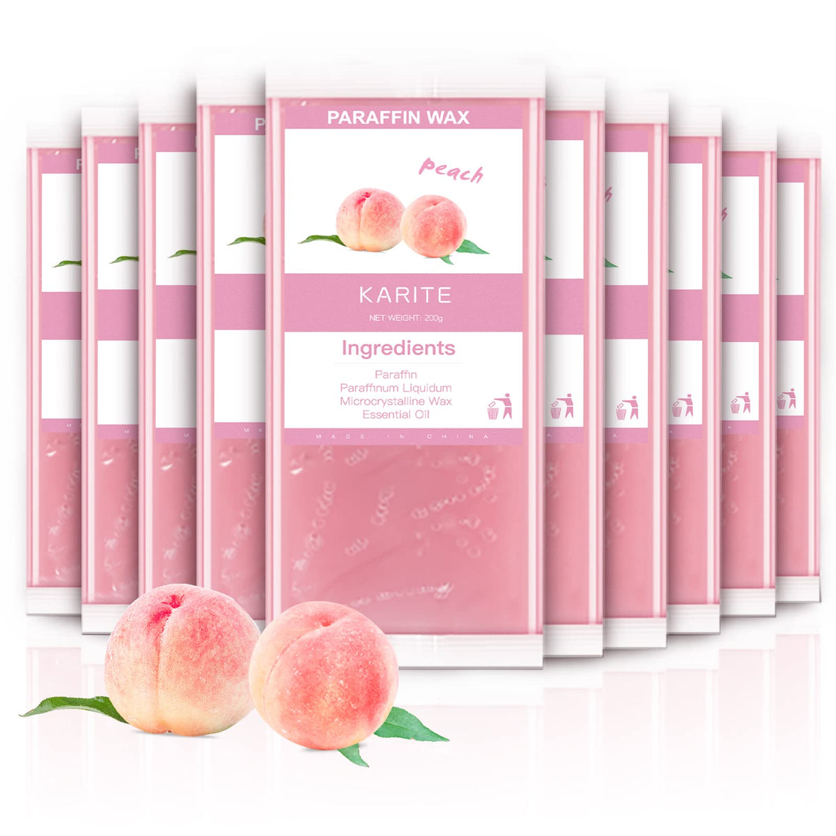 Karite peach paraffin wax refills ten-pack for at-home spa sessions