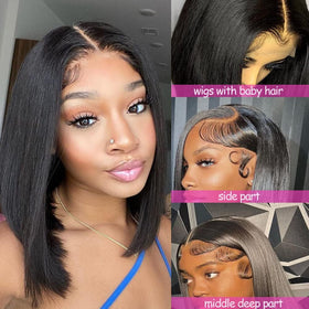 Karlami Bob Wig worn at a wedding or party for a polished look