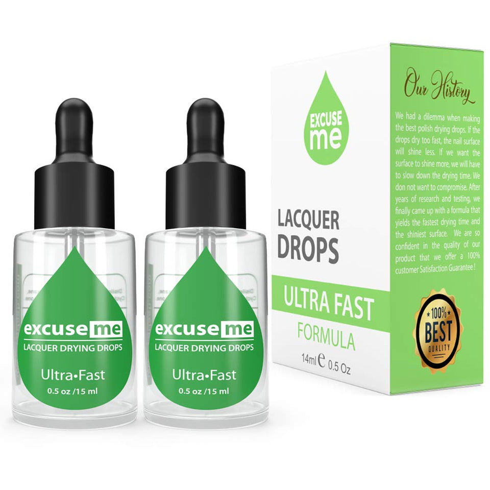 Karlash Excuse Me Drops bottle close-up showing fast-drying action for smudge-free nails.