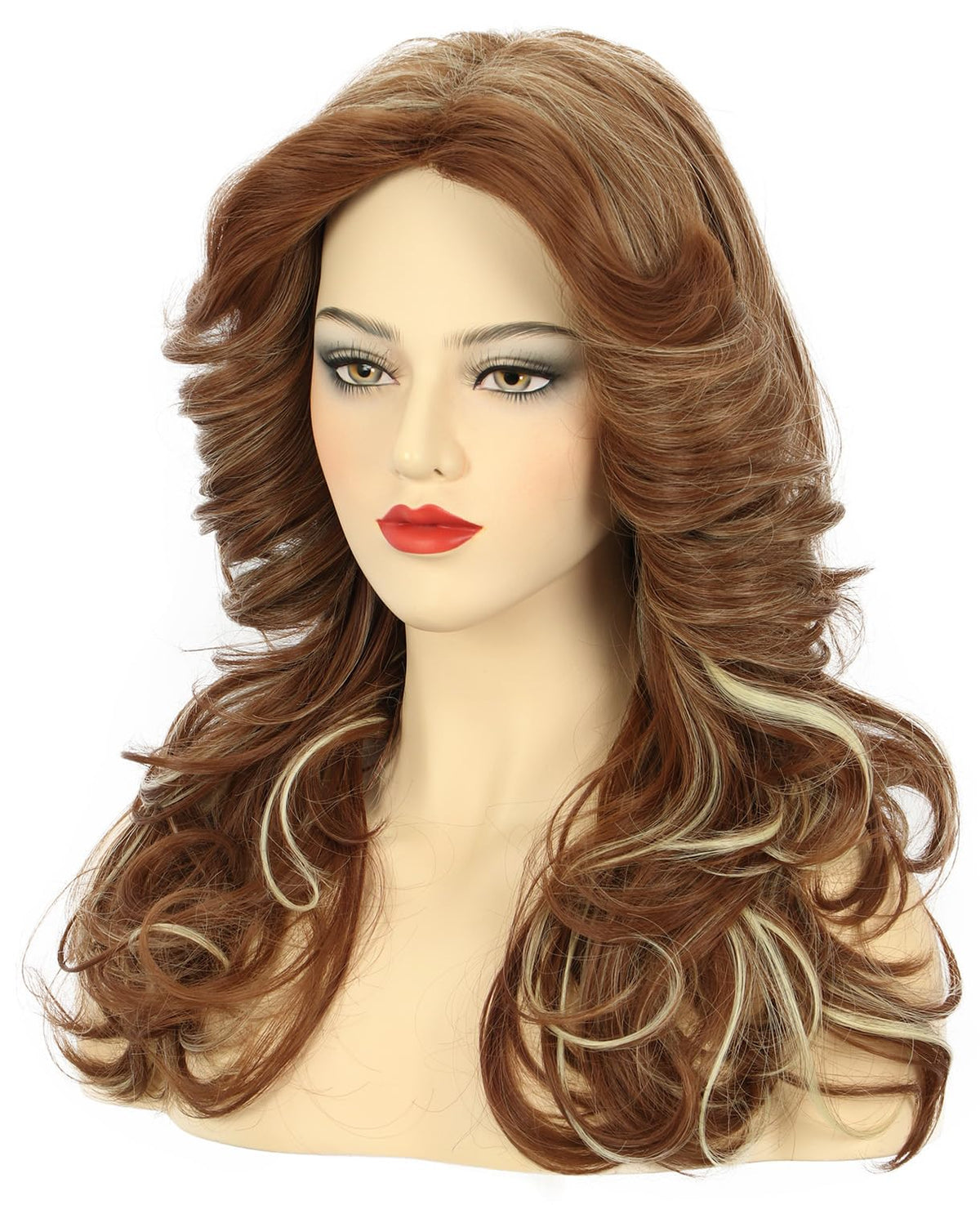 Karlery 70s costume wig brown curls ideal for themed events